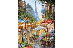HUASHUZI 5D DIY Diamond Painting Paris paisajes Torre Eiffel Art Pintura Diamante Bordado de Punto de Cruz Diamante Pintura Kit Completo 30x40cm para la decoración de la Pared del hogar