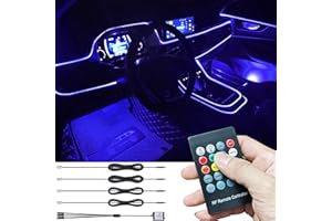 TABEN Luz de Ambiente para Coche RGB Control Remoto Lámpara de luz Decorativa Reparación de Bricolaje Tubo de Fibra óptica Flexible 8 Colores Iluminación Interior Luz de atmósfera 1W DC 12V 4m
