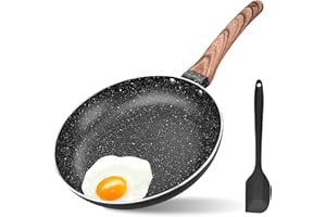 BIWHALE Non Stick Frying Pan 28cm with Heat-Resistant Soft Bakelite Handle, Granite Induction Frying Pan for Induction, Electric and Gas Hobs, Omelette Pan Less Oil Fumes (Black)