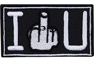 EXPRESS-STICKEREI Écusson Thermocollant au doigt d'honneur "I FUCK YOU" Patch Rocker Heavy Metal Biker amusant à coudre/à repasser | Application pour tous les tissus | 70x40mm