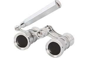 Aomekie Opernglas Theaterglas mit ausziehbarem Griff 3X Vergrößerung für Theater Konzert Pferderennen und Opera Fernglas Binoculars Feldstecher (Silber)