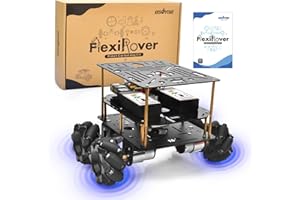 OSOYOO FlexiRover Kit Voiture Robot pour Raspberry Pi - Compatible avec Pi 2/3/4/5, 520 Moteurs avec Encodeurs, Roues Mecanum, Support Servo et Système de Batterie Haute Capacité (Pas de Raspberry Pi