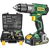Akkuschrauber, Akku Schlagbohrschrauber Set 18V, 45Nm, 2x 2000mAh Akkus, Schnellladegerät, 21+3 Drehmomentstufen, 2-Gang Getr