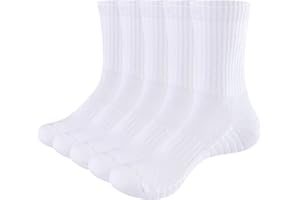 YUEDGE Women's Gym Tennis Training Sports Socks Moisture Wicking Cushioned Solid Cotton Casual Everyday Work Athletic Crew Socks for Women Size 3-5/4-7/6-11, 5 Pairs