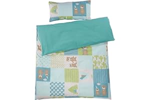 HANS NATUR Bio Kinderbettwäsche 100% Bio-Baumwolle (kbA) GOTS zertifiziert, Patchwork Bär, 100 x 135 cm / 40 x 60 cm, Perkal-Stoff