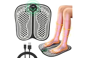 LorSou Electronic Feet Massagers for Pain and Circulation,EMS Foot Massager Electric Massage Mat Muscle Stimulatior Massage Mat,Folding Foot Spa and Massager 8 Modes 19 Intensities,USB Rechargeable