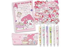 Koiswim Kawaii School Supplies, Cute Stationary Set, Back to School Gift for Girls Including Spiral Journal Notebook, Black Rollerball Pens, Pencil Cse, Stickers