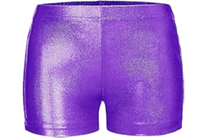 TiaoBug Pantalones Corto de Danza para Niñas Short Elástica Pantalones de Gimnasia con Metálicos Brillantes Ropa de Deportivo Fitness Gimnasia 3-12 Años
