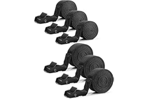 ROYOUZI 6 sztuk krótkich pasów mocujących 1 m 2 m, regulowane pasy mocujące z zamkiem zaciskowym, zapięcie zatrzaskowe ze stopu cynku, nierdzewne paski mocujące do roweru, motocykla, paczek bagażowych