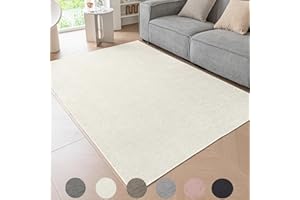 Ceneco Short Pile Rugs Living Room, Modern Indoor Ivory Rugs for Living Room, Bedroom, Dining Room, Entryway – Non-Shedding (Cream, 60×120m)