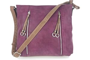 LULU LARGE Designer Handbags for Women sale MILANO Large Classic Italian Styled Ladies Fashion Shoulder Bag in Beautiful Matt Finish Vintage Faux Nu Buck Leather with Adjustable Shoulder Strap.