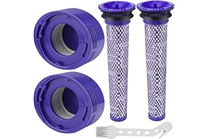 CHUERTECH Dyson V8/V7 Filtre de Rechange Lavable Absolu et Animal, 2 Post-Filtres HEPA, 2 Pré-Filtres avec Outil de Nettoyage