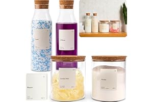 KIVY Szklany dozownik detergentu (2 x 1,134 g + 2 x 1,814 g) szklane słoiki do organizacji pralni - dozownik mydła do prania do dozownika płynnego detergentu - dozownik zmiękczacza szklany słoik