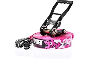 SPIDER SLACKLINE TKS01 - Slackline Kit Pro Line - Tendeur à Poignée Ergonomique, Sac de Rangement - Slackliners Dèbutant, Intermédiaire et Expert - Sangle Longueur 20 m