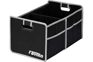 Favoto Organizador de Maletero para Coche, Caja de Almacenamiento Plegable con Compartimentos Múltiples, Bolsa de Oxford de Alta Resistencia con Placas Base y Asas Reforzadas, Negro