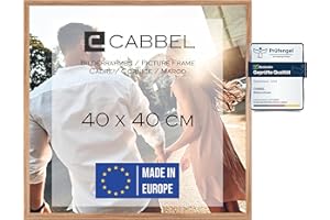 CABBEL marco 40x40 cm, Roble, marco de madera MDF resistente, cristal Plexi inastillable, para colgar, ideal para fotos/cuadros/collage