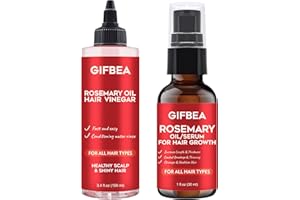 GIFBEA Rosemary Oil for Hair Growth Serum,W/Hair Vinegar Rinse Scalp Treatment Balances Hair & Scalp's pH Level,Scalp Moisturizer for Dry Itchy Hair,Reduce Hair Loss,Encourage Hair Growth Thickening