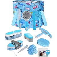 Kit Toelettatura Cavallo Giocattolo Per Bambini – 9 Pezzi Con Borsa, Accessori Rosa/Viola, Spazzole