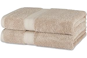 Amazon Basics 2 Toalla de baño de algodón Resistente a la decoloración, Paquete de 2, 76 x 137 cm, Gris Pardo