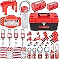 VEVOR 42 PCS Tagout Loto Kit Includes Padlocks, 5 Kinds, Hasps, Tags & Ties, Box, Lockout Safety Tools for Electrical Risk Removal in Industrial, Machinery, Multi-Colors