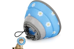 HAPPY HACHI Collerette pour Chat Anti Lechage Rréglable Anti Grattage Anti-Morsure Après Chirurgie Protection Cône Collerette Élisabeth Collier de Récupération Souple Léger Chien Chiot(S)