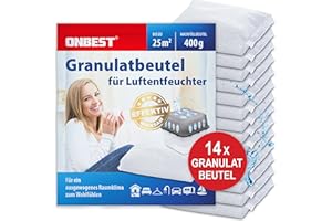 ONBEST Großes 14 x 400g Nachfüllbeutel Granulat Set – Nachfüllpack für alle Luftentfeuchter Entfeuchter gegen Feuchtigkeit, Schimmel & schlechte Gerüche – Raumentfeuchter ohne Strom