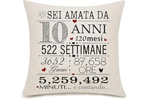 Bacmaxom 10 anni Regalo per le donne Ragazzi 10° compleanno Regalo copricuscino per lei Sorella Nipote Figlia Amici 10° compleanno Regalo Anniversario di Matrimonio Regalo di Fidanzamento (10-lei)