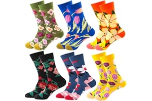 ASYBHYY Calcetines Divertidos Estampados Hombre, Calcetines Algodón Fantasia Mujer Media Colores Hecho Graciosos de Pareja Unisex - Pack 6 Pares