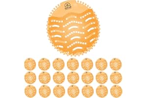 AZEAM Urinalsieb 20 Stück mit Duft Urinaleinlage Einsatz 30 Tage Frischewirkung Pissoirsieb Spritzschutz Lufterfrischer für Jedes Pissoir Urinal Einmalhandschuhe Urinal-Einleger Matte(20 Stk.-Orange/Zitrus)