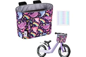 LOCAL LION Kids Bike Basket, Bike Handlebar Bag, Waterresistant Bicycle Basket, Thickened Bicycle Front Bag For Children's Balance Bike Tricycle Scooter, Purple-Whale