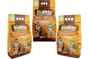 BioKitty 3 Pack Of Clumping Cat Litter, Highly Absorbent Natural Bentonite Cat Sand Litter, Unscented Long Lasting Odour Control Cat Litter 3x10L (30L, Unscented)