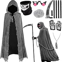 Produktbild von 4 Teiliges Set Halloween Kostüm Sensenmann,Sen