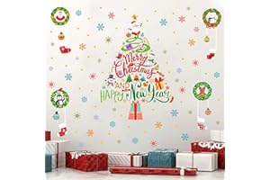 ANHUIB 170 Pezzi Natalizie Adesivi per Finestra,Natale Adesivi Vetro,Natale Adesivi Babbo Natale,Adesivi albero di Natale,Rimovibile PVC Natale Adesivi per Parete Negozi Vetrina Porta Decorazioni