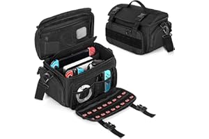 PGmoon Borsa da Trasporto Compatibile con Nintendo Switch/ASUS ROG Ally, Borsa Tattica con 18 Slot Compatibile con Switch Game Card e Switch Set Dock, Adattatore di Alimentazione, Controller