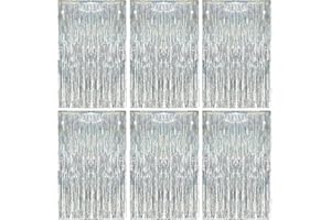 ‎O-KINEE O-Kinee Lametta Vorhang Silber,6 Stück Glitzervorhang,Fotowand Party,Folien Fransen Hintergrund fur Party Deko, Geburtstagsdeko,Hochzeit,Silvester,Festivals Bühnendekor (1m x 2m)