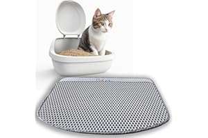 Littycat Cat Litter Mat, Rounded Cat Litter Tray Mat in Size 60 x 45 cm, Double Layer, Waterproof, Soft EVA Mat with Honeycomb Design, Non-Slip, Ideal for Cat Litter Tray
