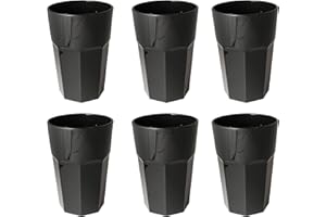 Omada Design set de 6 vasos de bar, refresco o bebida larga 42.5 cl, 12.5 cm de alto en plástico, irrompible, apilable, octogonal y apto para lavavajillas, Unglassy Line