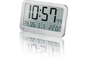 BRESSER MyTime MC LCD Reloj de Pared, Plata, 225x150mm