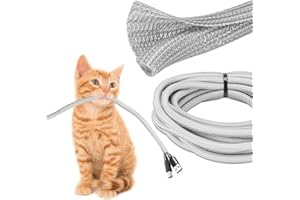 JOTO 15ft - 1/2 inch Cord Protector Wire Loom Tubing Cable Sleeve, Braided Cable Sleeve Split Sleeving Cord Management System for TV Computer Home Theater Office, Protect Pet From Chewing Cords –Grey