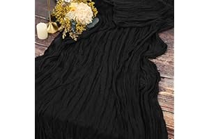 YMHPRIDE 2 Stück Seihtuch-Tischläufer Schwarz,90 x 300 cm Schwarz Rustikaler Gaze-Stoff Boho-Tischläufer Käsetuch Cheesecloth Tischläufer Hochzeit Tischdecke für Hochzeitsfeier Brautparty Tischdekoration