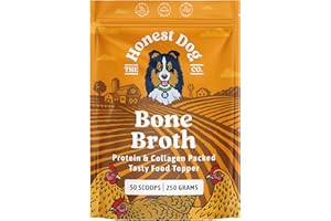 THE HONEST DOG CO Honest Dog Co. Bone Broth Powder for Dogs - High in Protein & Collagen - 100% Natural Dog Food Topper - Dog Chicken Gravy Granules (250 grams, 50 Scoops)