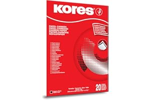 Kores - Carta Carbone Nera per la Scrittura a Macchina, a Prova di Sbavature e Riutilizzabile, Articoli per la Scuola e l'Ufficio, Formato A4, 21 x 29,7 cm, Confezione da 20 Fogli
