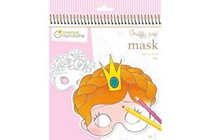‎AVENUE MANDARINE MY MANDARINE GY021O - Malblock Graffy Pop Mask, 24 vorgestanzte Masken (12 Designs x 2), 250g Zeichenpapier, ab 5 Jahren, Mädchen Köpfe, 1 Stück