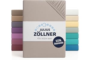 Julius Zöllner 8380347540 - Pack doble de dos sábanas bajeras para cunas, tamaño 60 x 120/70 x 140, color taupe, unisex