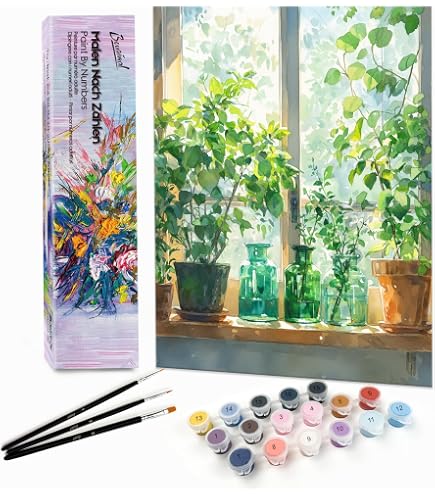 Kit Peinture Par Numéros Bougimal - Paysage Floral 28x36cm | Avec Pinceaux Et Acryliques - Déco Maison
