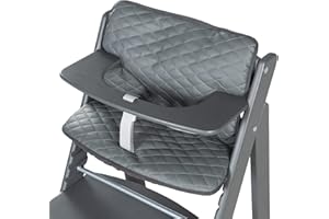 roba Coussin Chaise Haute Sit Up Luxe - Coussin d'Assise et de Dossier en 2 Parties pour Chaises Hautes de la Série Sit Up Flex - Réducteur de Siège Imperméable - Design Graphite matelassé