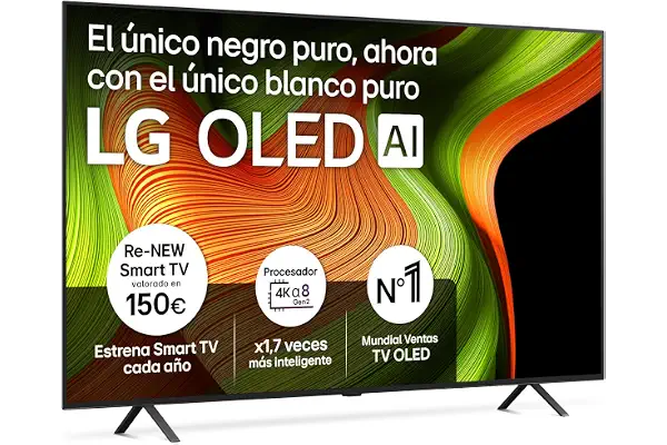 LG OLED65B56LA - TV 65", OLED 4K, Smart TV AI B5, WebOS 25, Super Upscaling, Dolby Vision y Dolby Atmos, AMD FreeSync, Alexa/Google Assistant, Negro