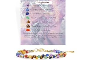 Farfume Bracciale Donna Chakra 4 mm Perline Bracciali, Cristalli Pietre Naturali Gioielli Regalo per le Donne