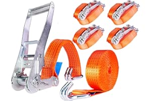 INDUSTRIE PLANET 4 pièces 5000 kg 6 m Sangle à cliquet Sangle d'arrimage avec Crochet tendeur Sangles de Serrage 50 mm