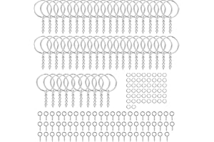 KYSUN 150Pcs Keyring Blanks Split, Key Chain Rings, Keychain Keyring, Key Rings with Link Chain, Metal Keyring Blanks, Open Jump Ring and Connector for Crafts Jewelry Keyring Making Resin DIY